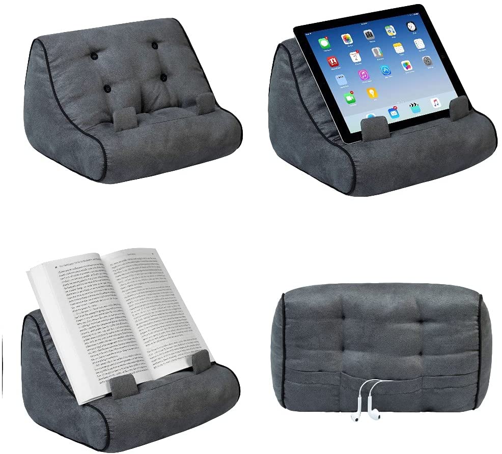 Bookcouch Grau - Lesekissen für Bücher und Tablets - Buchständer - Tablethalter 
