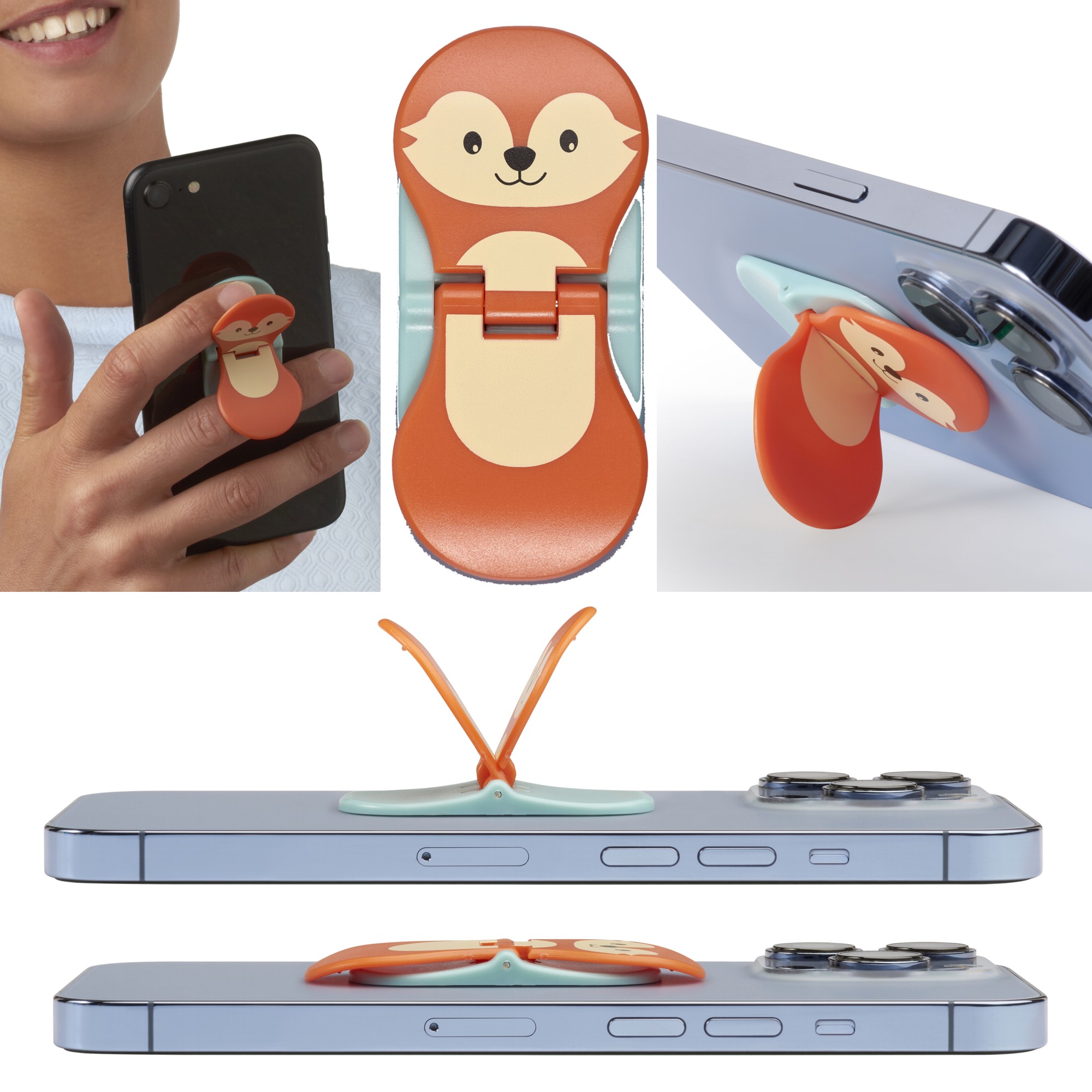 5060058361978 zipgrips (Fuchs) | 2 in 1 Handy-Griff & Aufsteller | Sicherer Griff | Halter für Smartphones | Perfe