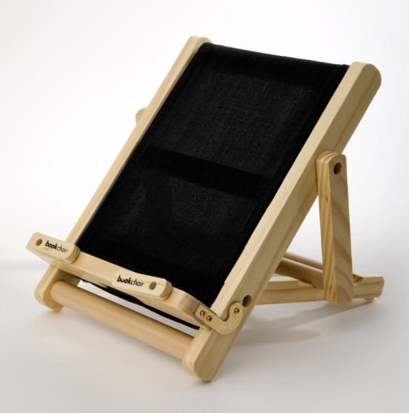 Medium Bookchair (Black) Wooden Bookholder & Tablet Stand