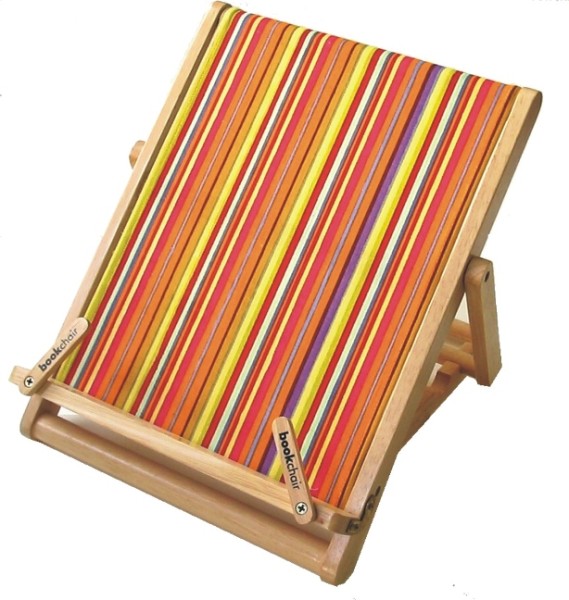 Bookchair (Large Stripy) Wooden Bookholder & Tablet Stand