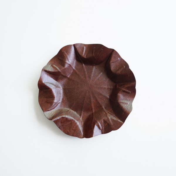 Flexible Hanji Paper Tray Lotus Leave (M) brown 32x32cm